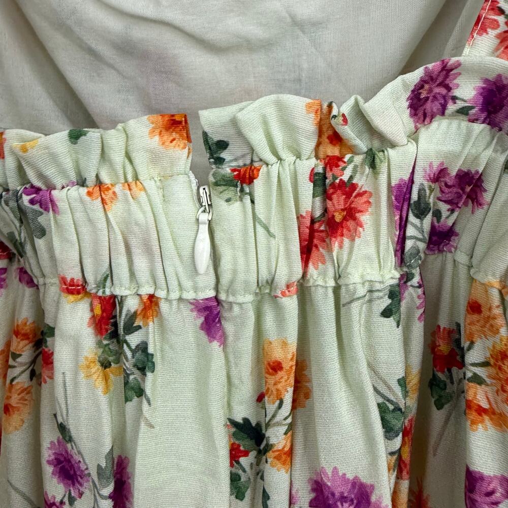 Mable Floral Tie Strap Maxi Dress Womens Small Green Open Back Cottagecore Boho - Picture 5 of 9